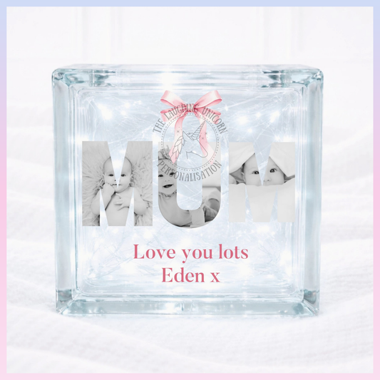 Personalised Mothers Day Glass Block