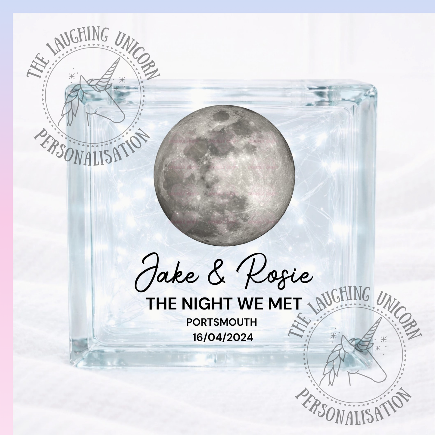 Personalised “The Night We Met” Moon Phase Glass Block