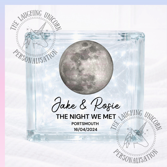 Personalised “The Night We Met” Moon Phase Glass Block
