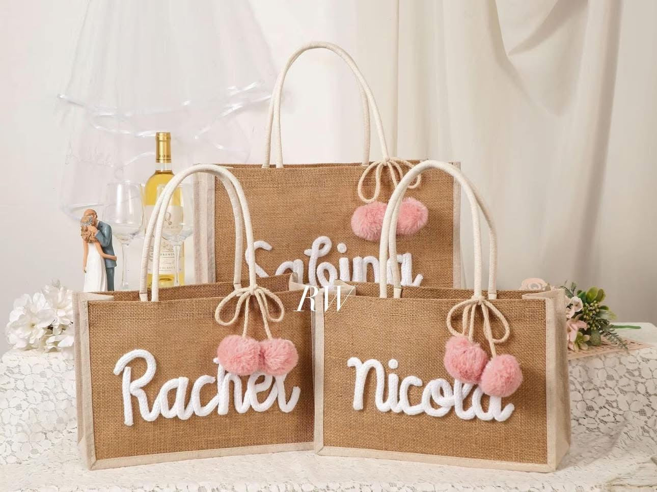 Personalised Embroidered Burlap Bag Size Small