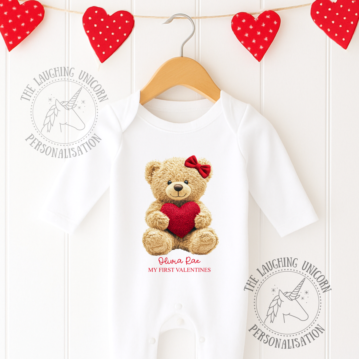 Valentines Day Baby Sleepsuit