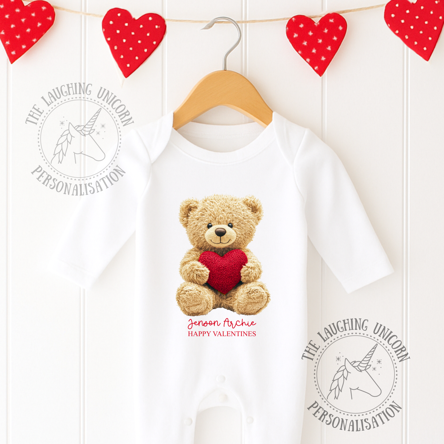Valentines Day Baby Sleepsuit